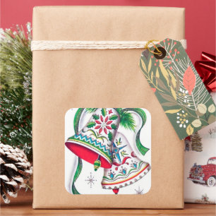 Pegatina de navidades de Navidad retro vintage