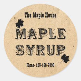 Pegatina de negocio redonda de jarabe de arce pers