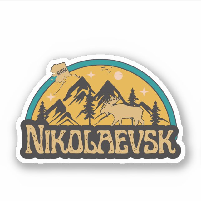 Pegatina de Nikolaevsk, Alaska (Anverso)