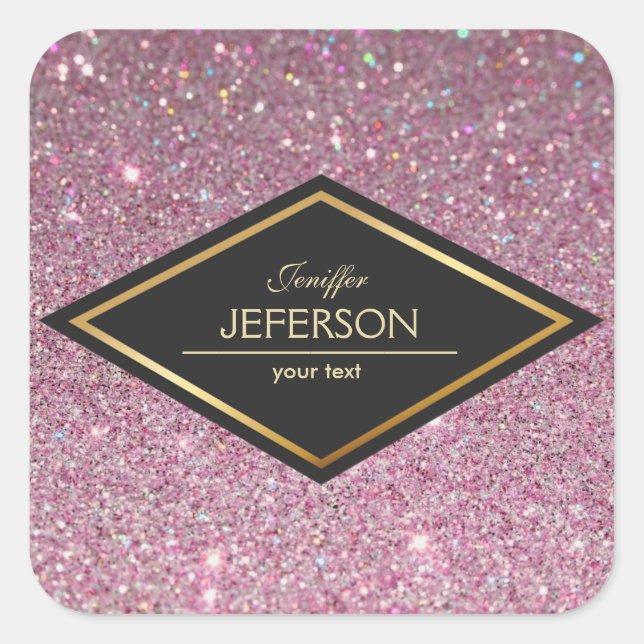 Pegatina de nombre comercial de purpurina (Anverso)