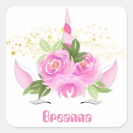 Pegatina de nombre de agregado de unicornio mágico
