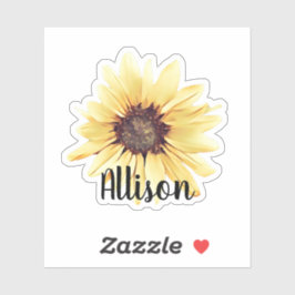 Pegatina de nombre de girasol personalizado