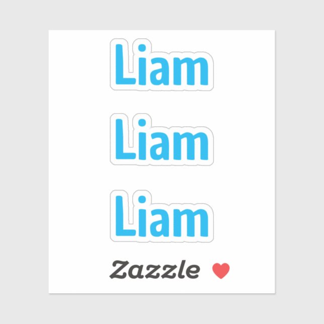 Pegatina de nombre de niños azul divertido y lindo (Hoja)