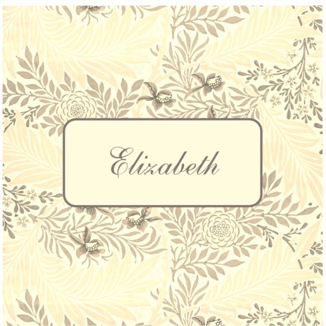 Pegatina de nombre de patrón floral vintage (Anverso)
