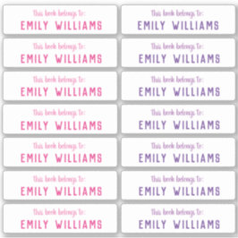 Pegatina de nombre de placa de nombre de libro sim