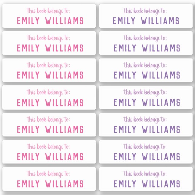 Pegatina de nombre de placa de nombre de libro sim (Anverso)