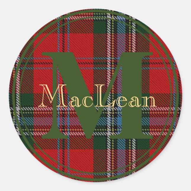 Pegatina de nombre dorado de MacLean Tartan (Anverso)