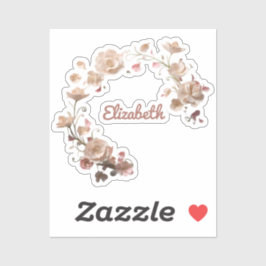 Pegatina de nombre floral de personalizable