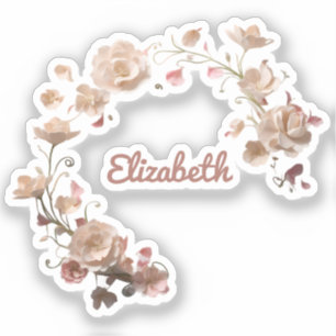 Pegatina de nombre floral de personalizable