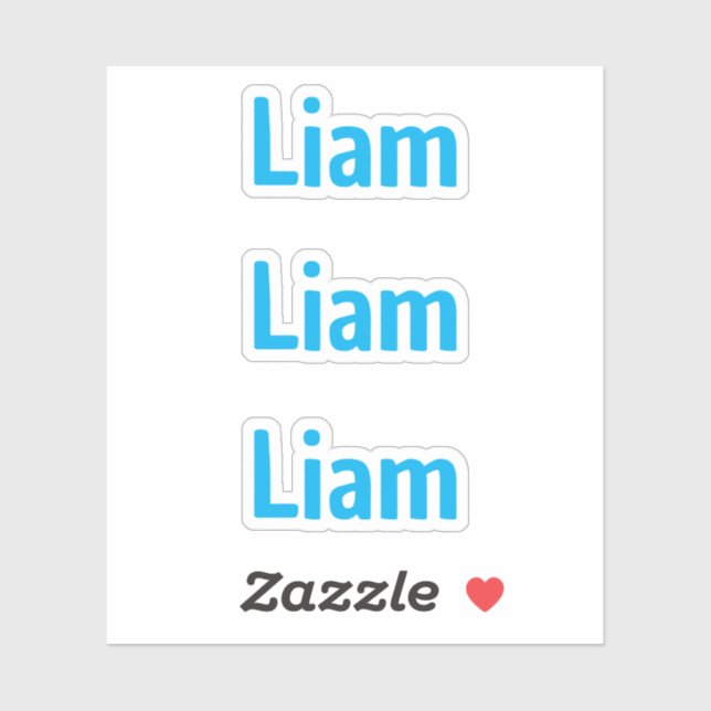 Pegatina de nombre para niños azul divertida y lin (Hoja)