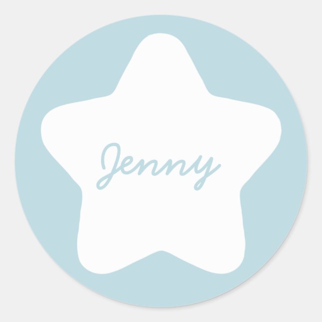 Pegatina de nombre personalizado de estrella azul  (Anverso)
