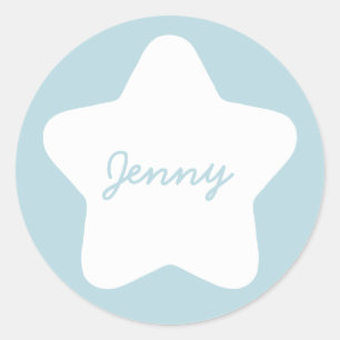Pegatina de nombre personalizado de estrella azul