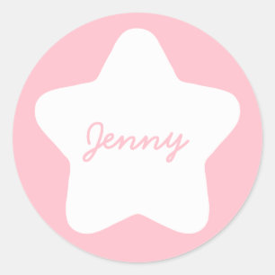 Pegatina de nombre personalizado de estrella rosad