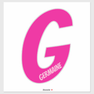 Pegatina de nombre rosado con G inicial