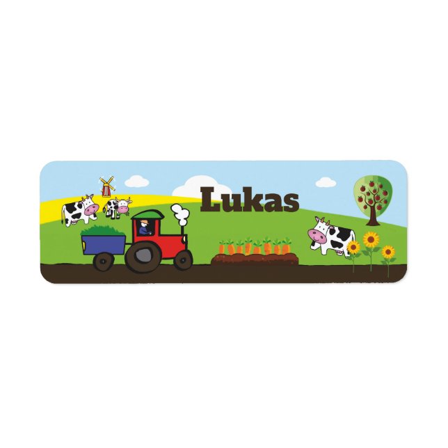 Pegatina de nombre tractor granja  (Frente)