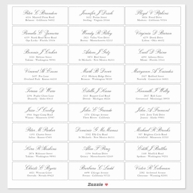 Pegatina de nombres de invitados con dirección de  (Hoja)