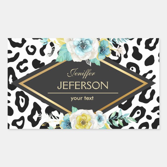 Pegatina de nombres de negocios florales de patron (Anverso)