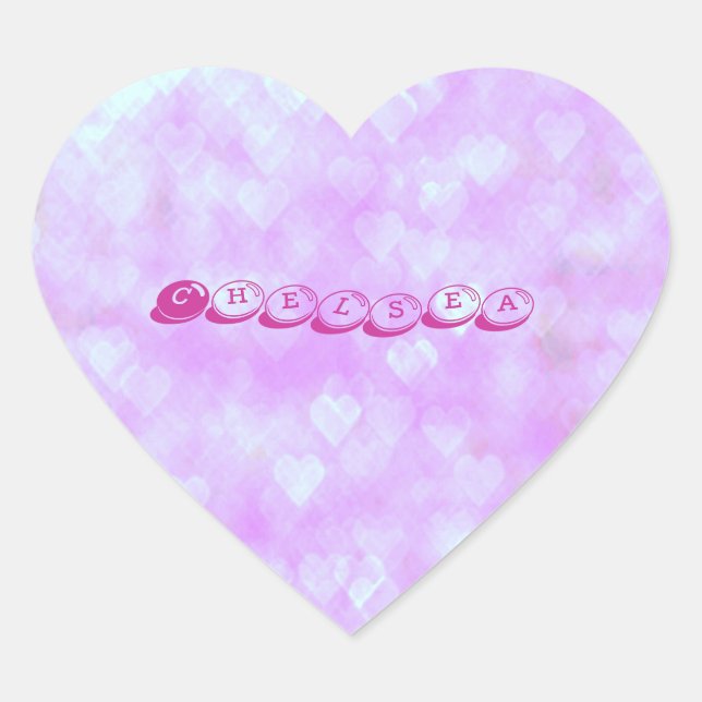 Pegatina de nombres de Personalizable de corazones (Anverso)