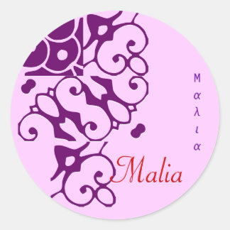 Pegatina de nombres del diseñador de Malia