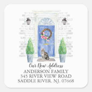 Pegatina de nueva etiqueta de dirección de puerta