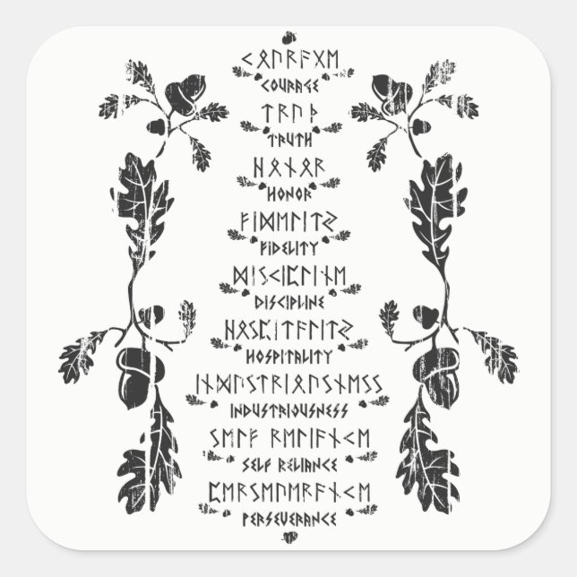 Pegatina de nueve nobles virtudes (Anverso)