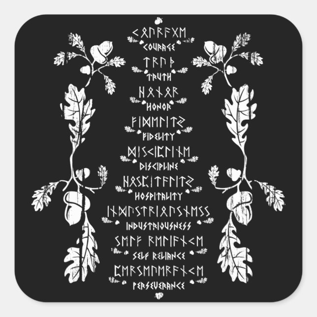 Pegatina de nueve nobles virtudes (Anverso)