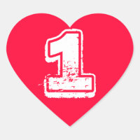 Pegatina de número de corazón rojo