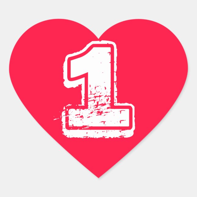 Pegatina de número de corazón rojo (Anverso)