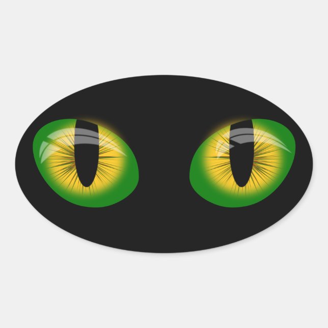 Pegatina de ojos de gato verde y negro (Anverso)