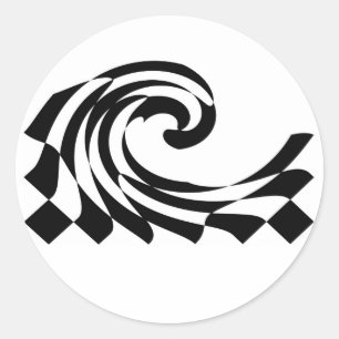 Pegatina de ondas de tablero de ajedrez