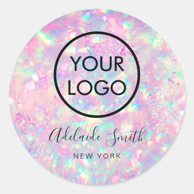 pegatina de opal rosa morado brillante (Anverso)