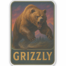 Pegatina de oso grizzly