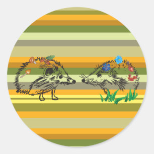 Pegatina de otoño Hedgehog Love