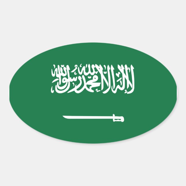 Pegatina de Oval de Bandera de Arabia Saudita (Anverso)