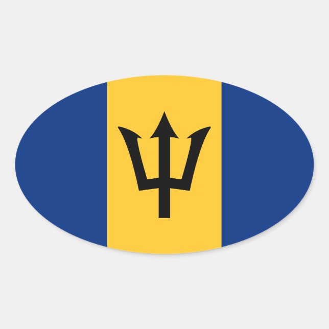 Pegatina de Oval de Bandera de Barbados (Anverso)