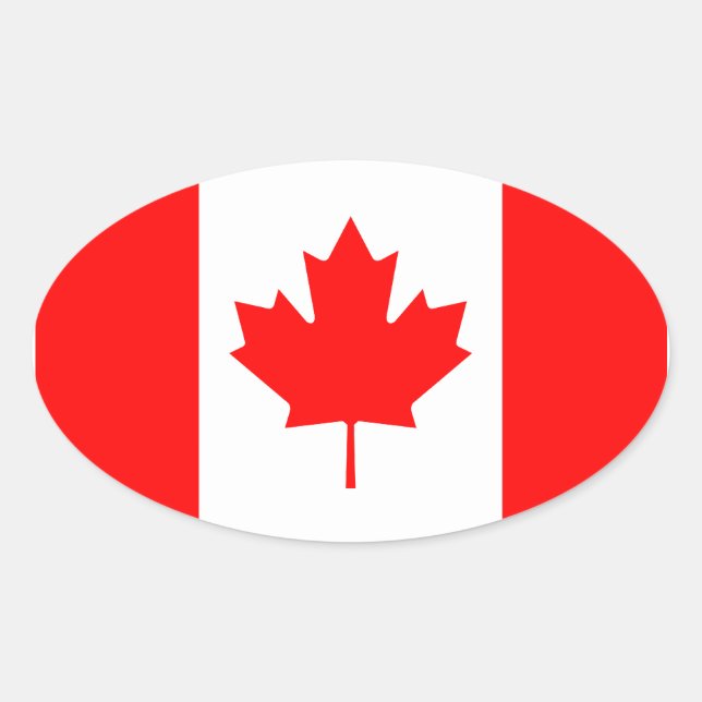 Pegatina de Oval de Bandera de Canadá (Anverso)