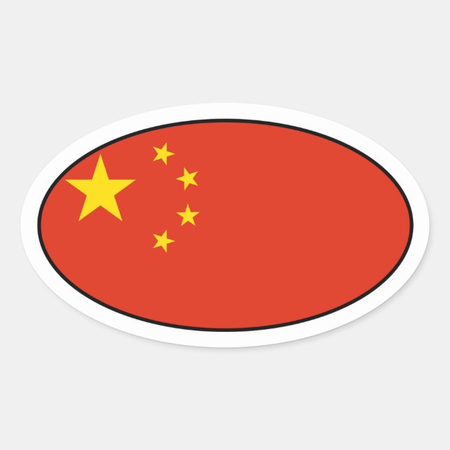 Pegatina de Oval de Bandera de China (Anverso)