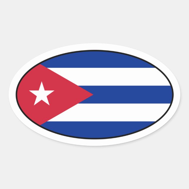Pegatina de Oval de Bandera de Cuba (Anverso)
