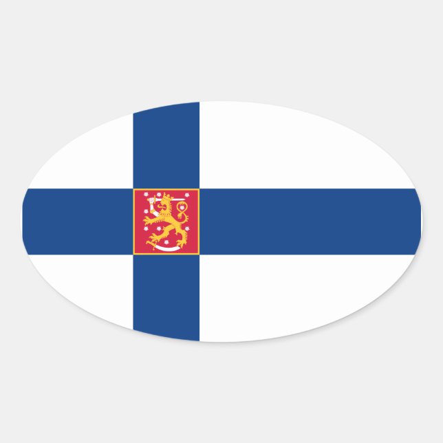 Pegatina de Oval de bandera de Finlandia (Anverso)
