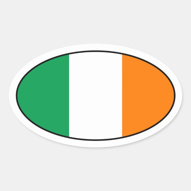 Pegatina de Oval de bandera de Irlanda (Anverso)