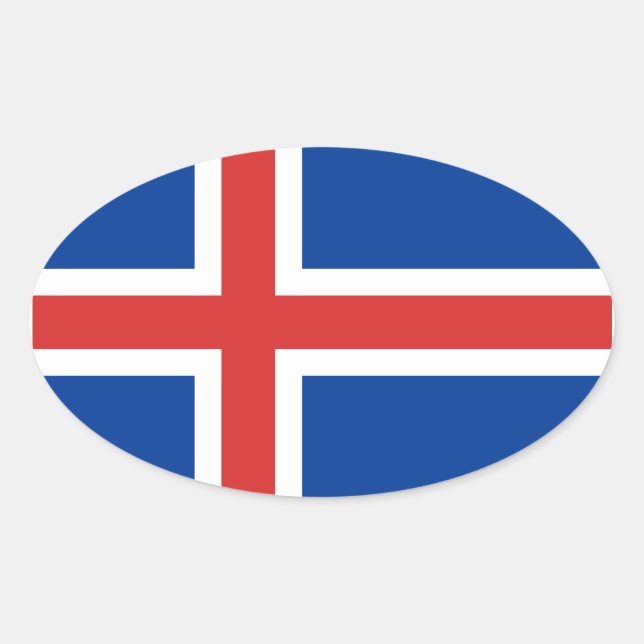 Pegatina de Oval de bandera de Islandia (Anverso)