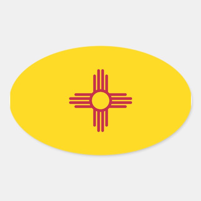 Pegatina de Oval de Bandera de Nuevo México (Anverso)