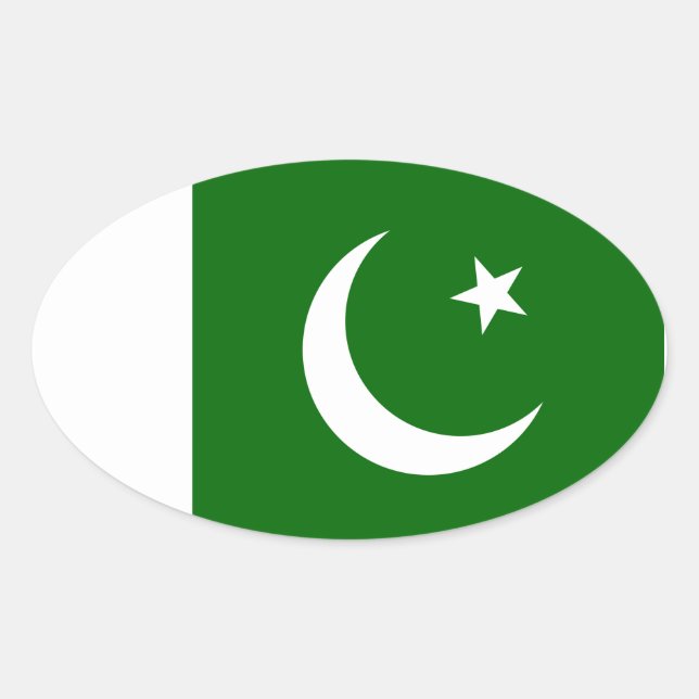 Pegatina de Oval de Bandera de Pakistán (Anverso)