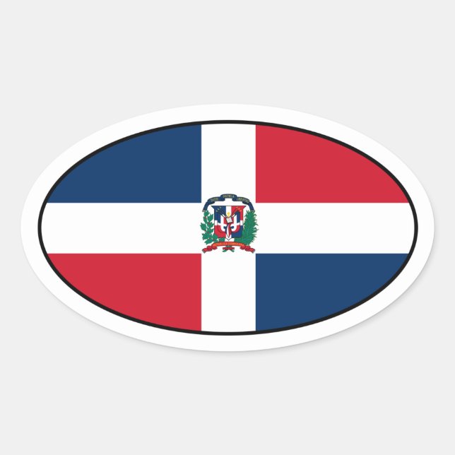 Pegatina de Oval de bandera de República Dominican (Anverso)