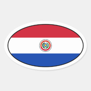 Pegatina de Oval de bandera paraguaya