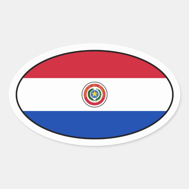 Pegatina de Oval de bandera paraguaya (Anverso)