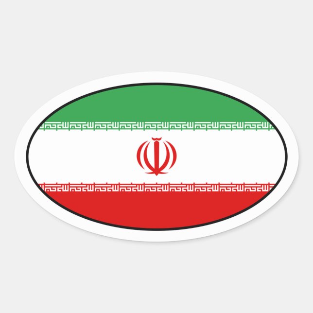 Pegatina de Oval de la bandera de Irán (Anverso)