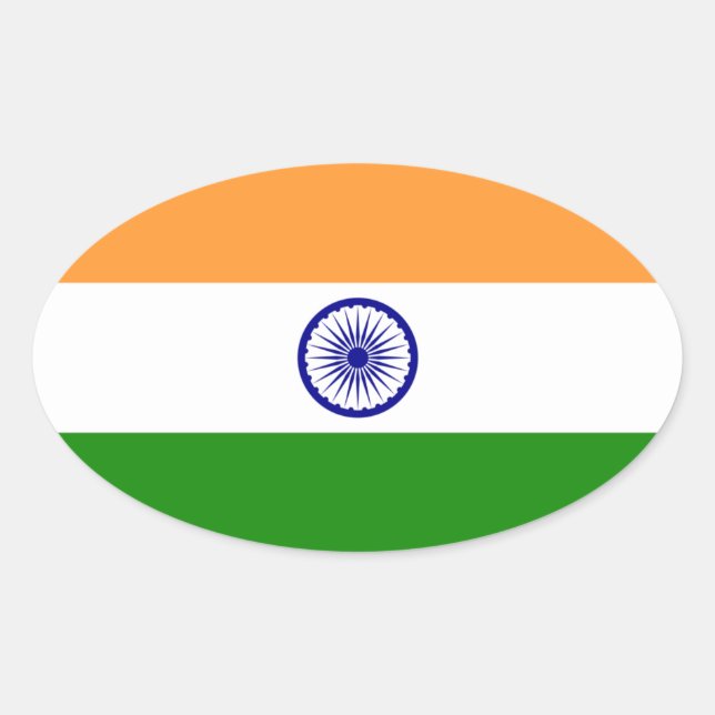 Pegatina de Oval de la bandera de la India (Anverso)