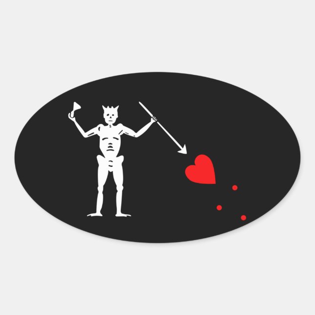 Pegatina de Oval de la Sigil, pirata de barbas neg (Anverso)