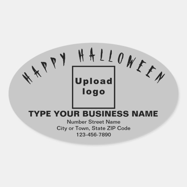 Pegatina de Oval gris de Halloween Business (Anverso)